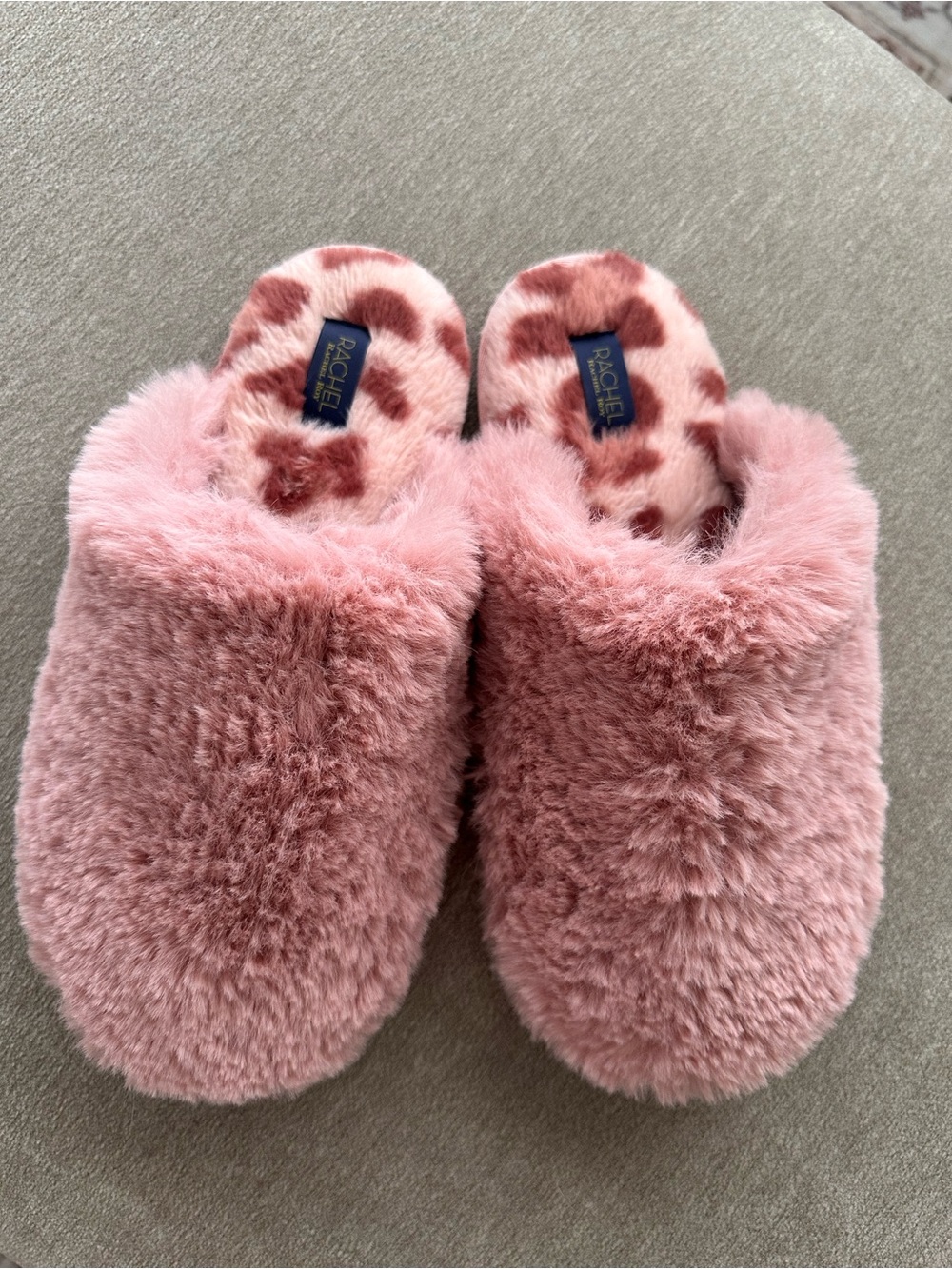 RACHEL Rachel Roy Plush Pink Faux-Fur Slip-On Slippers 9-10
